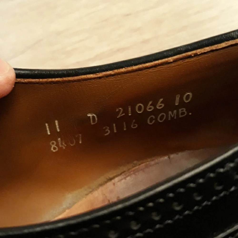 ALLEN EDMONDS Black Leather Richmond Sz 11 D Long Wing Tip Oxfords Mens‎ Shoes